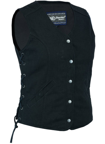 DM908  Women's Denim Longer Body &frac 34; Vest - Side Laces