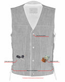 DM918 Men's Rough Rub-Off Raw Finish Broken Gray Denim Vest