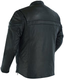DS768 Men's Sporty Lightweight Leather Cross Over Jacket