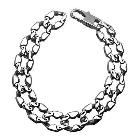 Stainless Steel Flat Link Bracelet w/ Infinity Symbols