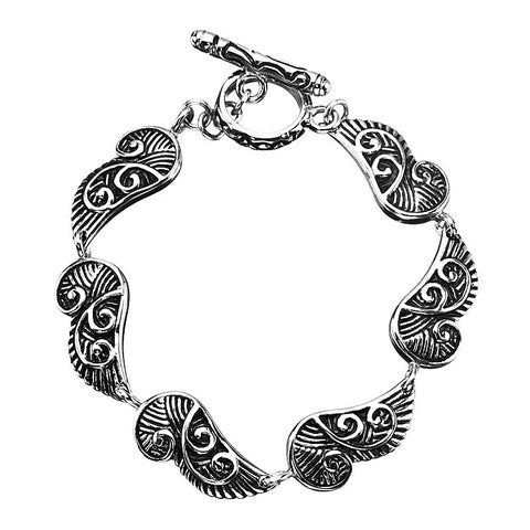 Stainless Steel Oxidized Black IP Wings Bracelet