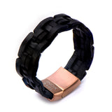 Blocked Black Leather Bracelet