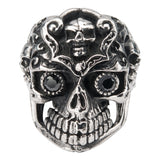 Stainless Steel Black Oxidized Multi-Skull Colored Ring
