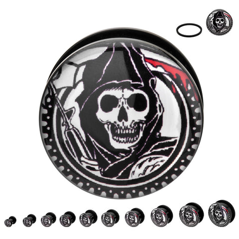 Sons Of Anarchy Reaper Screw Fit Acrylic Plugs
