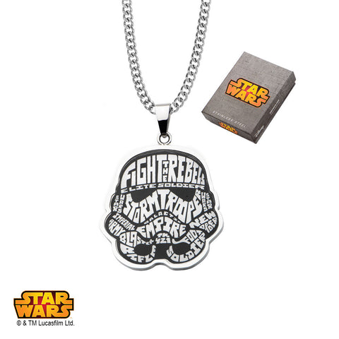 Stainless Steel Star Wars Stormtrooper Enamel Typo Pendant with Chain