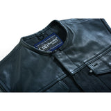 DM901   Men's Leather/Denim Combo Vest Without Collar