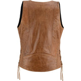 DS236 Women's Brown Zippered Vest with Lacing Details