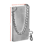 BWC234 Brown Long Bi-Fold Biker Leather Chain Wallet