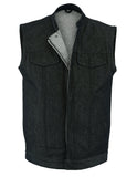 DM977 Men's Rough Rub-Off Raw Finish Denim Vest