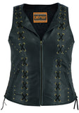 DS233 Women's Zippered Vest with Lacing Details