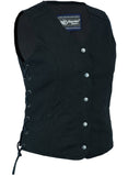 DM908  Women's Denim Longer Body &frac 34; Vest - Side Laces