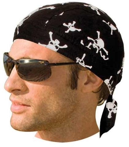 HW2675 Headwrap White Crossbones