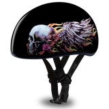 D6-SKW D.O.T. DAYTONA SKULL CAP - W/ SKULL WINGS