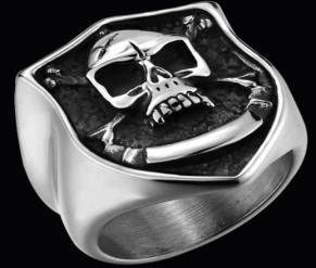 R179 Stainless Steel Brave Face Biker Ring