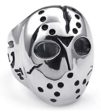 R192 Stainless Steel Jason Face Biker Ring