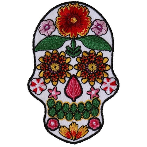 P6154 Flower Skull White Patch