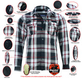 DS4672 Armored Flannel Shirt - Black, White & Red