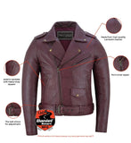 Rose Glow Women's Oxblood Fashion Leather Jacket