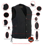 DM905BK Men's Single Back Panel Concealed Carry Denim Vest