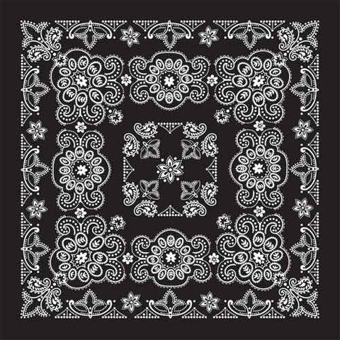 BD2508 Bandana Texas Paisley Black [27" x27"]