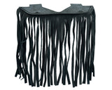 B1004 Black Leather Floor Boards with Fringe - Small