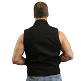 DM979BK Snap/Zipper Front Denim Vest- Black