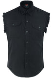 DM6001 Men's Black Lightweight Sleeveless Denim Shirt