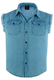 DM6002 Men's Blue Lightweight Sleeveless Denim Shirt