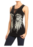 2224 BLACK Oversized Angel Wing Tank Top