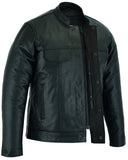 DS788 Men's Full Cut Leather Shirt with Zipper/Snap Front