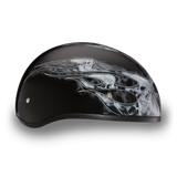 D6-SFS D.O.T. DAYTONA SKULL CAP - W/ SKULL FLAMES SILVER