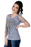 7746 Sliced Short Sleeve with Cross and Wings