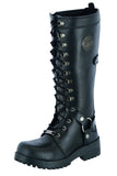 DS9765 Women's 15 Inch Black Leather Stylish Harness Boot