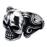 Stainless Steel Black Oxidized Skull w/ Wire Side Ring