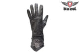 Ladies Motorcycle Gloves W/ Stitched Eagle. Womens