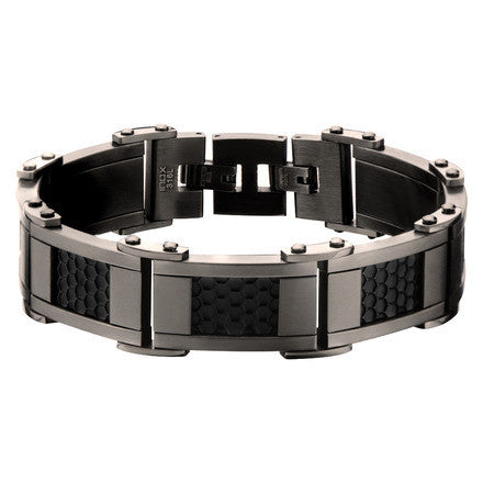 Men's Stainless Steel Three Cable Link Matte & Polished Bracelet