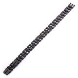 Men's Stainles Steel Black IP Double Motor Chain Design Bracelet