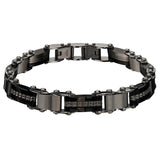 Reversible Steel Bar and Black IP Edge Matte and Polish Finished Stainless Steel Bracelet