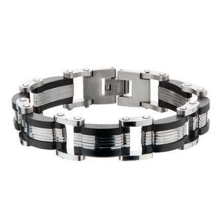 Titanium Link Bracelet w/ IP Black Edges