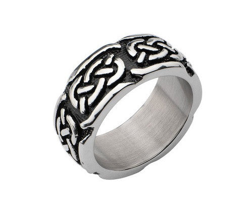 Stainless Steel Black Oxidized Celtic Design Ring