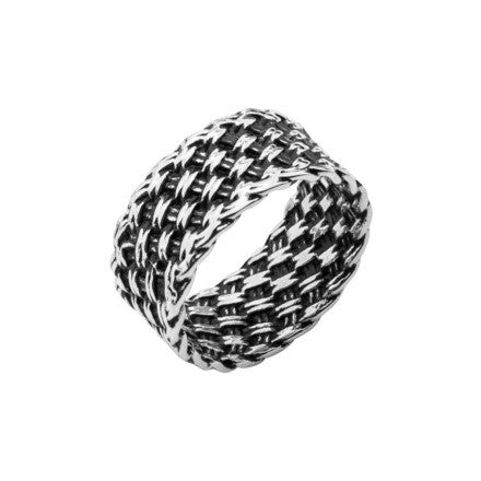 Stainless Steel Black Oxidized Woven Design Ring