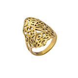 Stainless Steel IP Gold Filigree Flower Polish Finished Ring