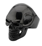 Stainless Steel IP Black Skull All Teeth Out Ring