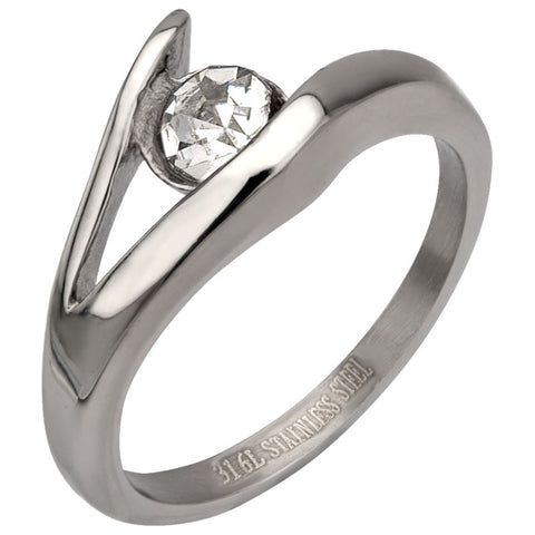 Stainless Steel Ring w/ Open Setting CZ