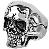 Stainless Steel Black Cracks Skull Ring