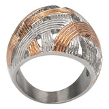 Stainless Steel Rose Gold Woven Dome Ring