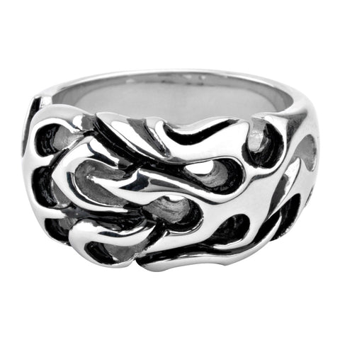 Stainless Steel Sleek Flames Ring