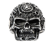 Stainless Steel Black Oxidized Devil Star Skull Ring