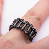 Stainless Steel Black IP Double Motor Chain Design Ring