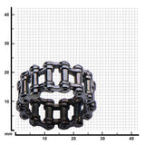Stainless Steel Black IP Double Motor Chain Design Ring